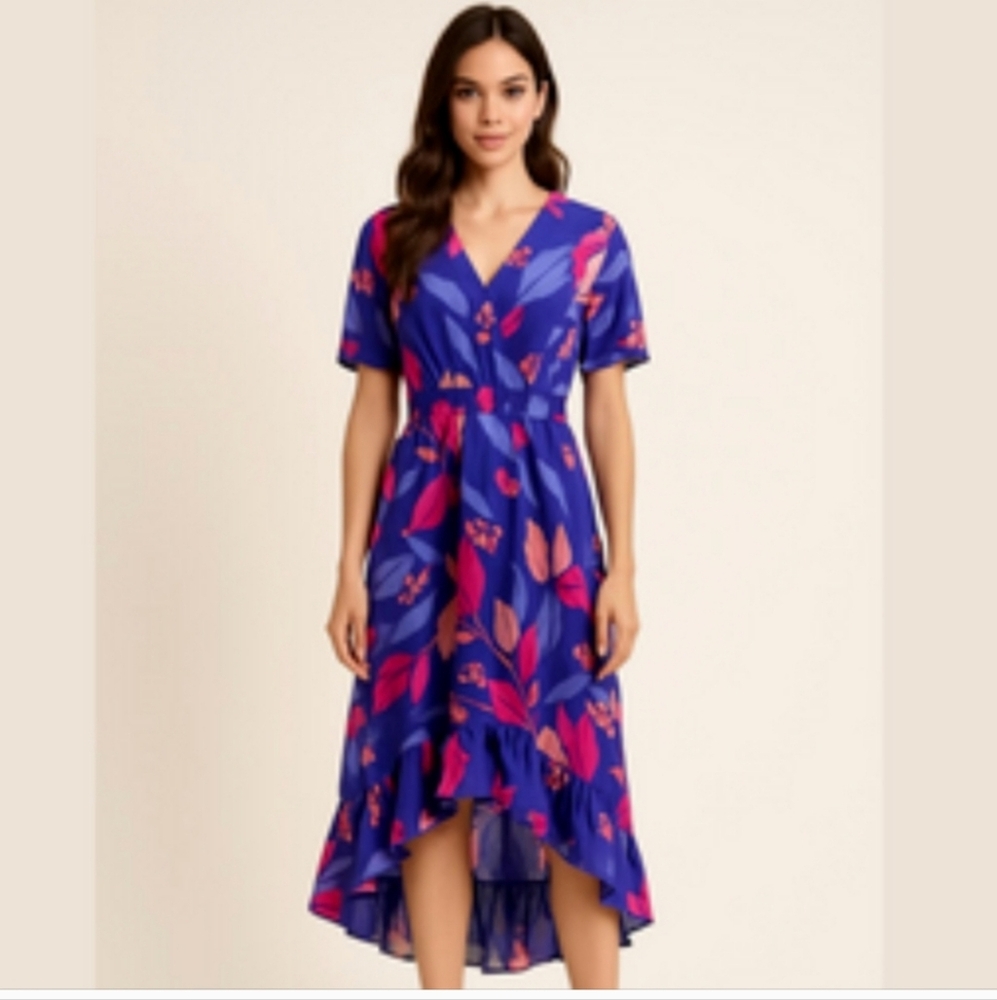 Abel the Label Anthropologie Santa Cruz Purple Floral High Low Dress Size XS